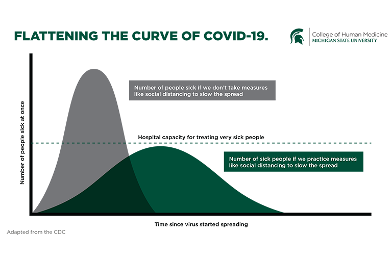 CDC Graphic with MSU to Flatten the Curve