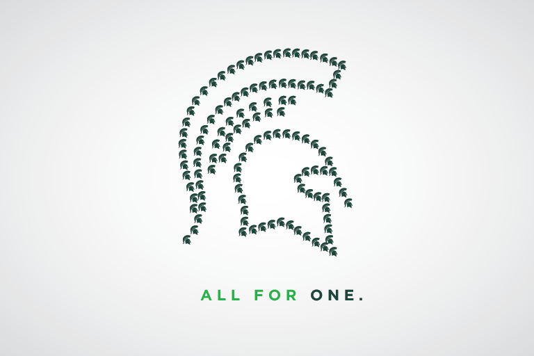 All for one graphic with Spartan helmets